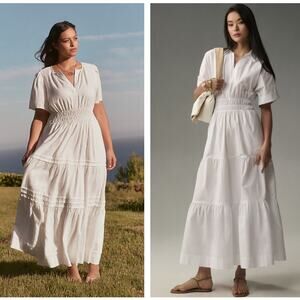 ANTHROPOLOGIE The Somerset Maxi Dress: Shirt Dress Edition White Sz L